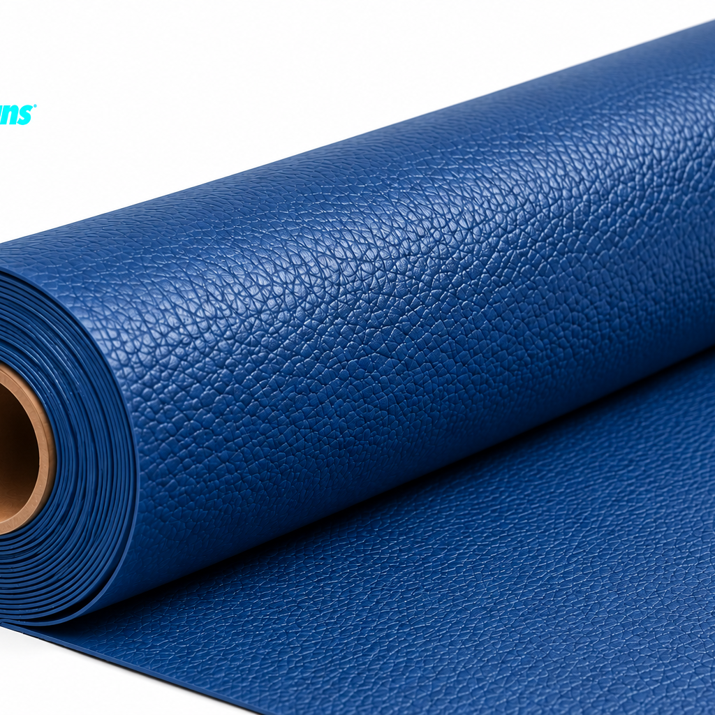 Embossed vinyl PU leather blue