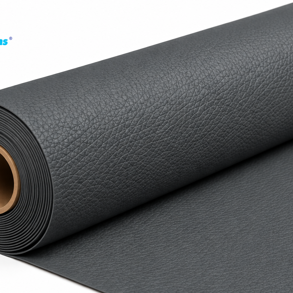 Embossed vinyl PU leather charcoal