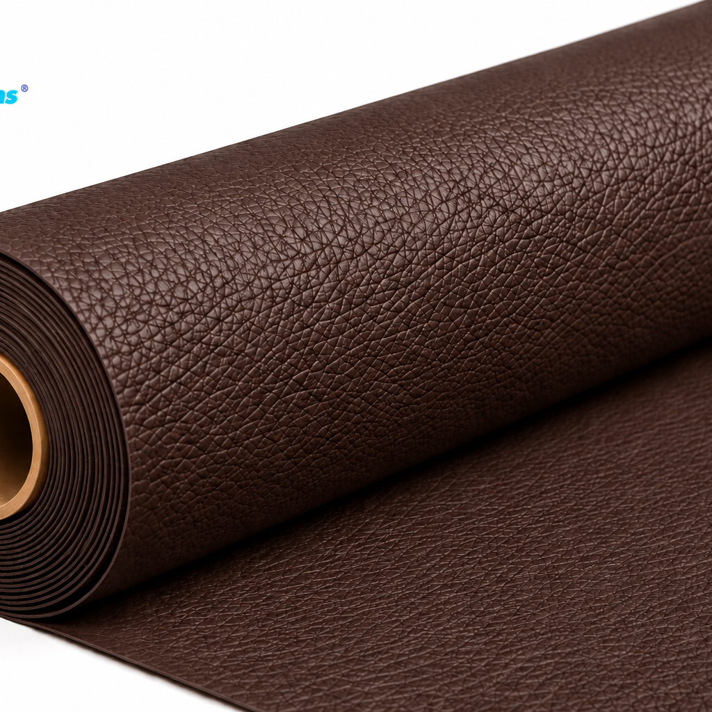 Embossed vinyl PU leather chocolate