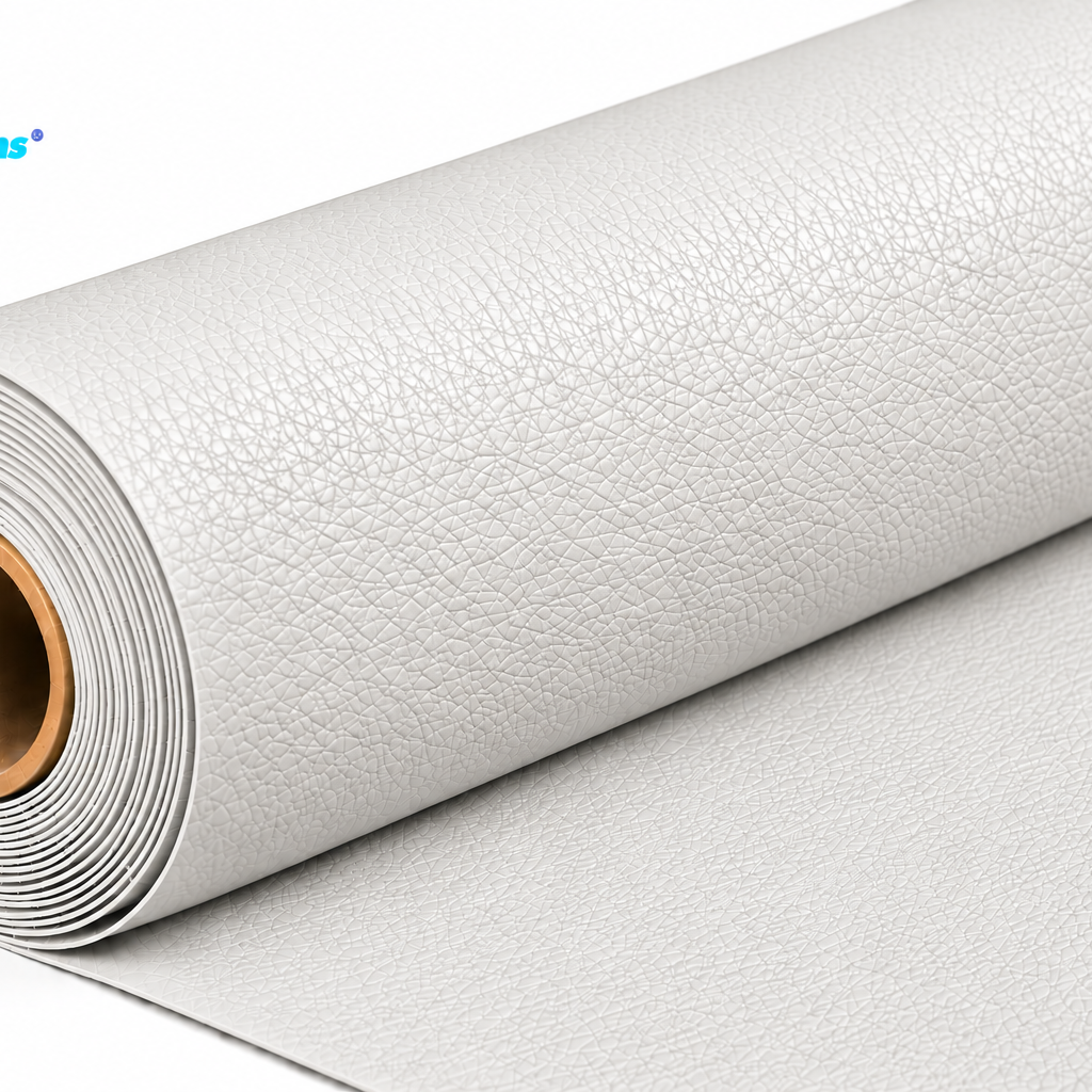 Embossed vinyl PU leather white