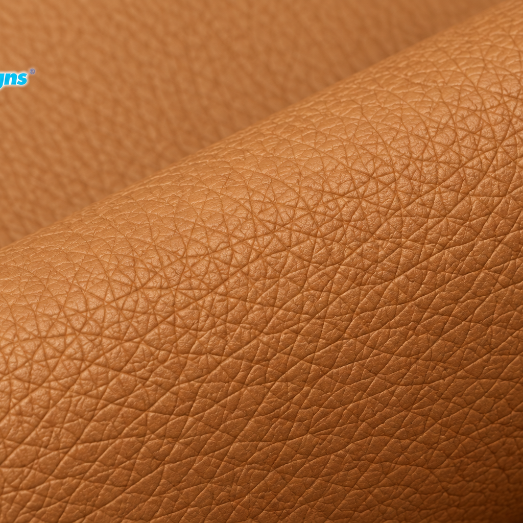 Embossed vinyl PU leather caramel
