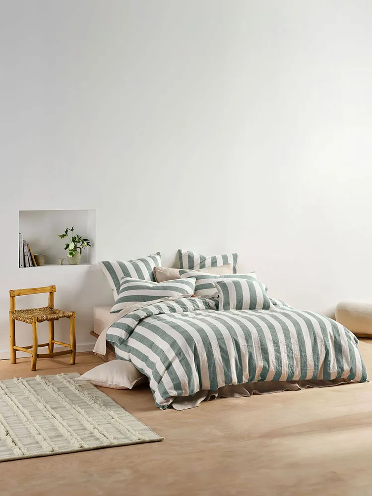 Linenhouse–vintagestripedenimyarndyedcottonduvetcoverset