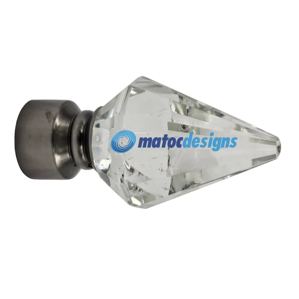 25mm Steel Crystal Arrow Finial - Black Nickel