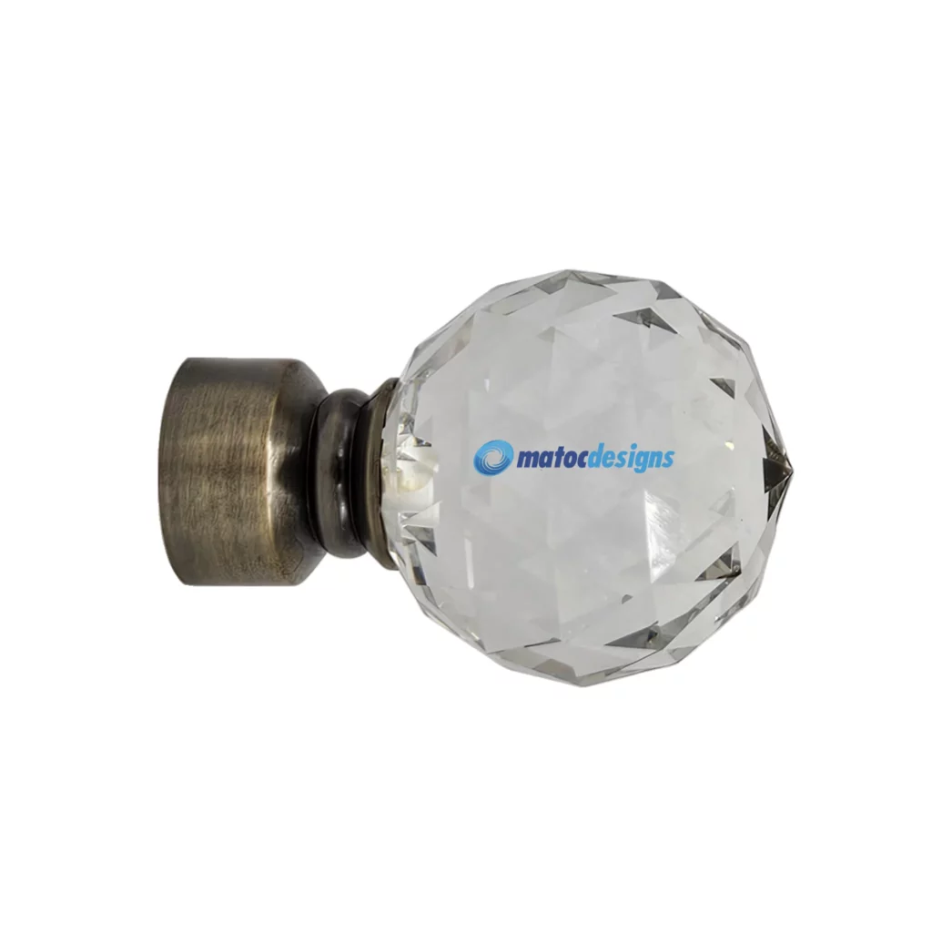 25mm Steel Crystal Ball Finial - Antique Brass