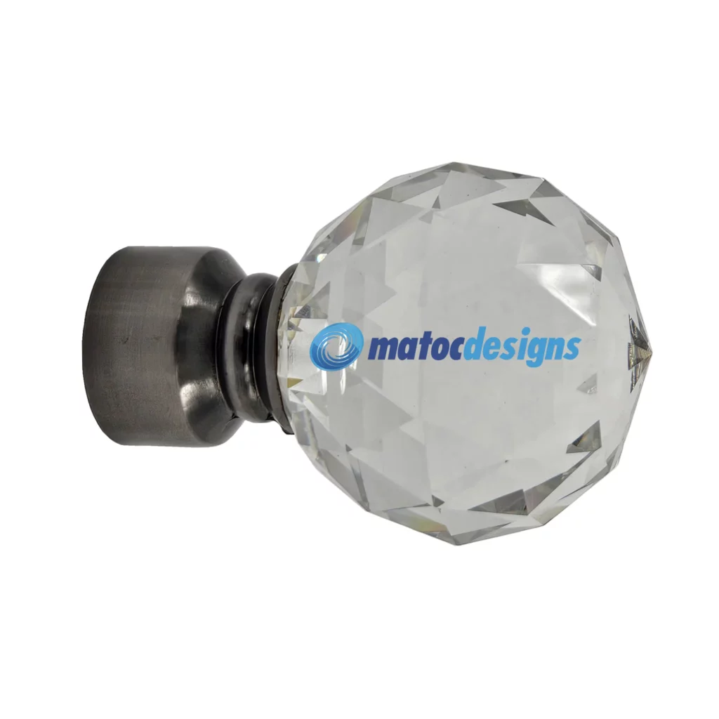 25mm Steel Crystal Ball Finial - Black Nickel