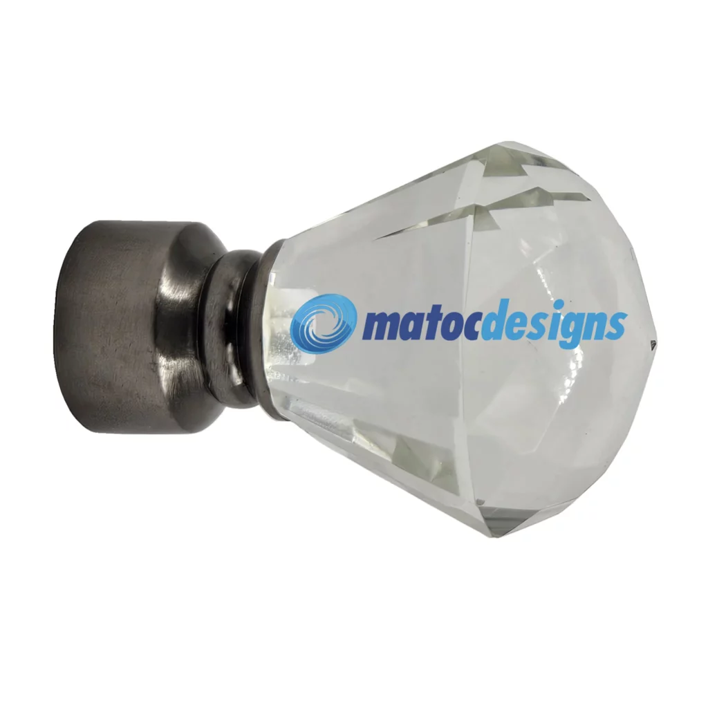 25mm Steel Crystal Emerald Finial - Black Nickel