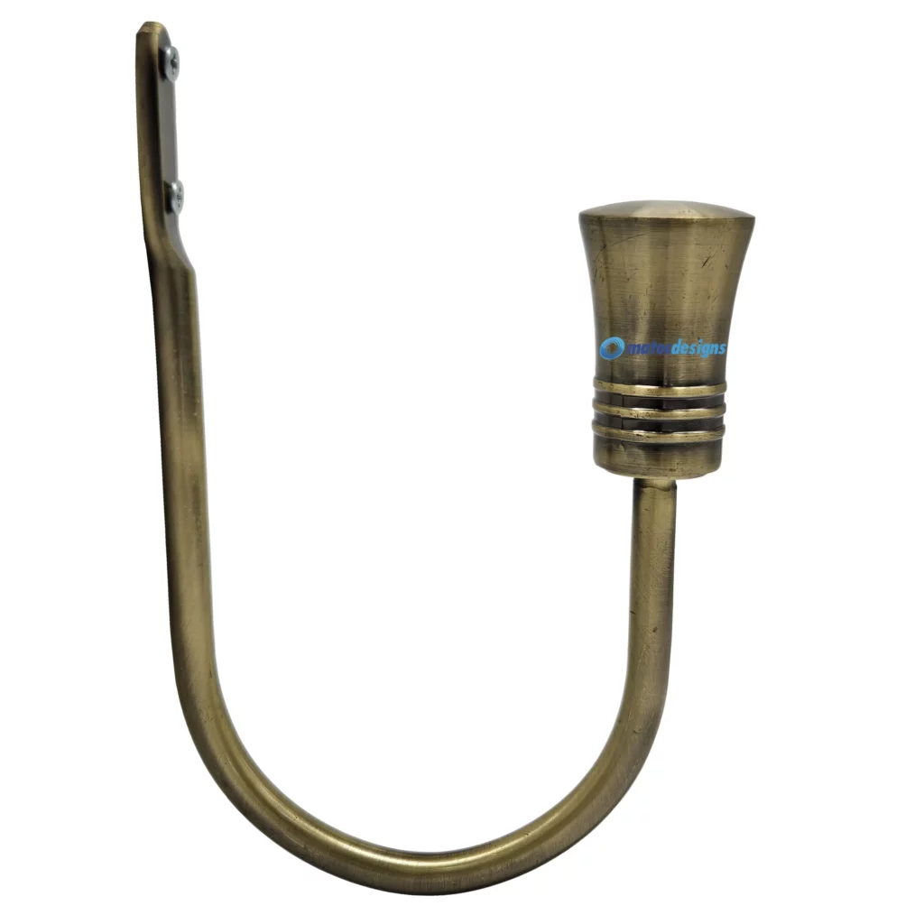 Steel Tieback Arm with 25mm Conical Finial - Antique Brass