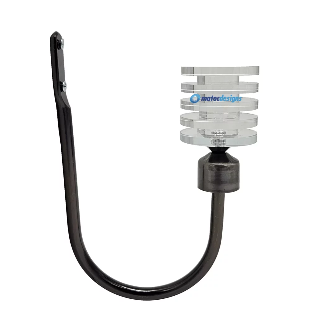 Steel Tieback Arm with 25mm Five Circle Finial - Black Nickel