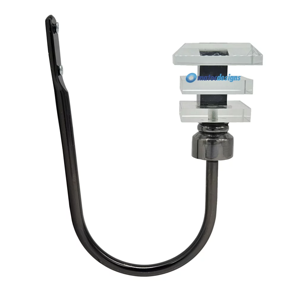 Steel Tieback Arm with 25mm Crystal Step Finial - Black Nickel