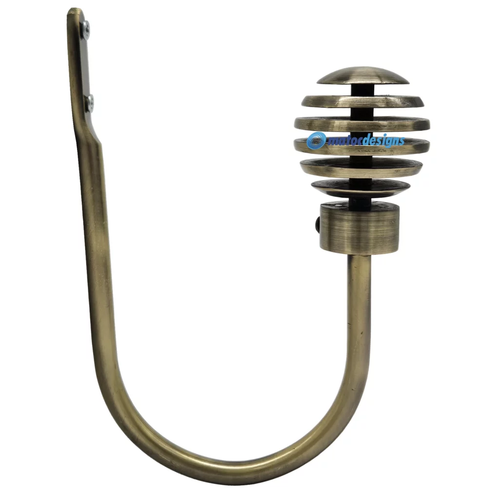 Steel Tieback Arm with 25mm Step Ball Finial - Antique Brass