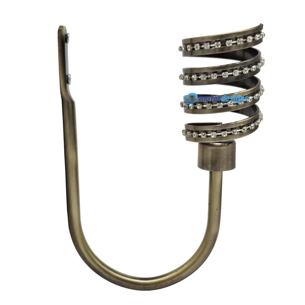 Steel Tieback Arm with 25mm Twinkle Curl Finial - Antique Brass