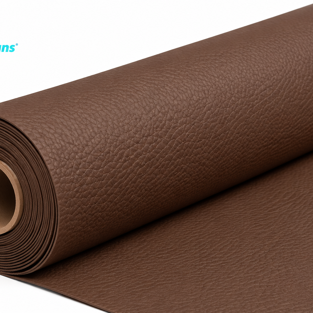 Embossed vinyl PU leather brown